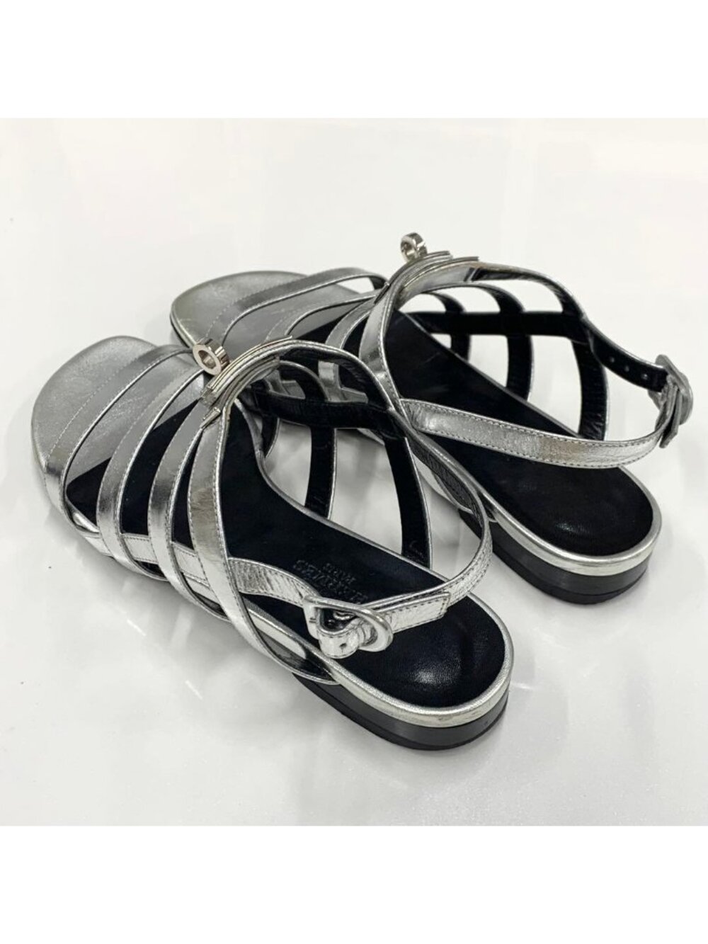 Hermes Transat Leather Kelly Hardware Sandals Silver - Picture 4 of 10